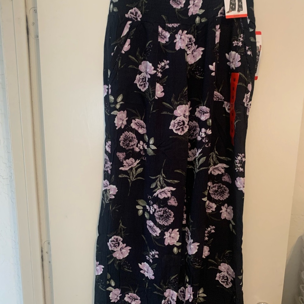 Floral Black Pants